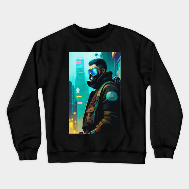 Abstract Cyberpunk Man Crewneck Sweatshirt by Voodoo Production